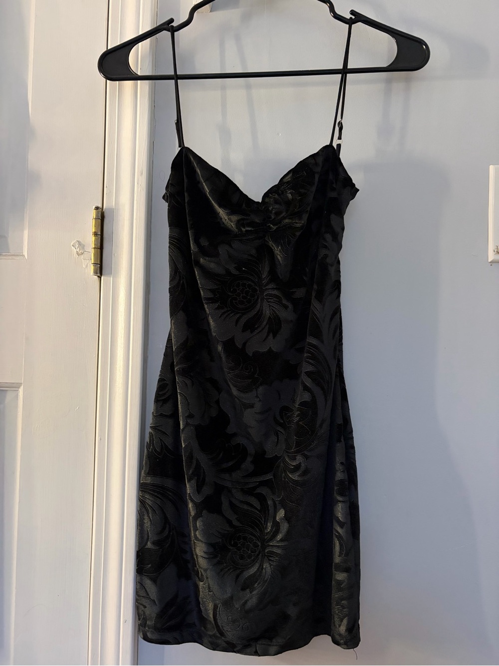 Black Velvet Floral Mini Dress
